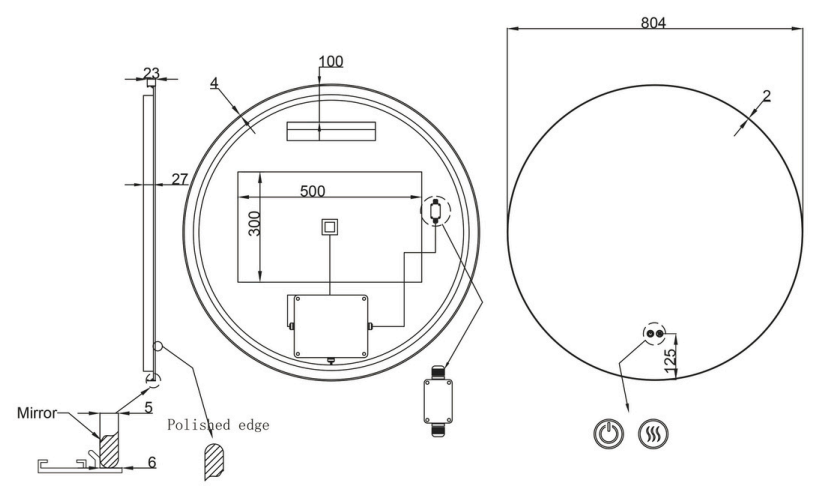 Alessio Round Backlit Framed LED Bathroom Mirror- Touch Button Type - Frame Colour Options
