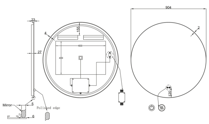 Alessio Round Backlit Framed LED Bathroom Mirror- Touch Button Type - Frame Colour Options