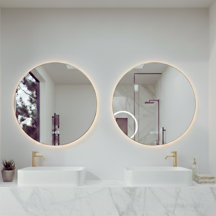 Alessio Round Backlit Framed LED Bathroom Mirror- Touch Button Type - Frame Colour Options