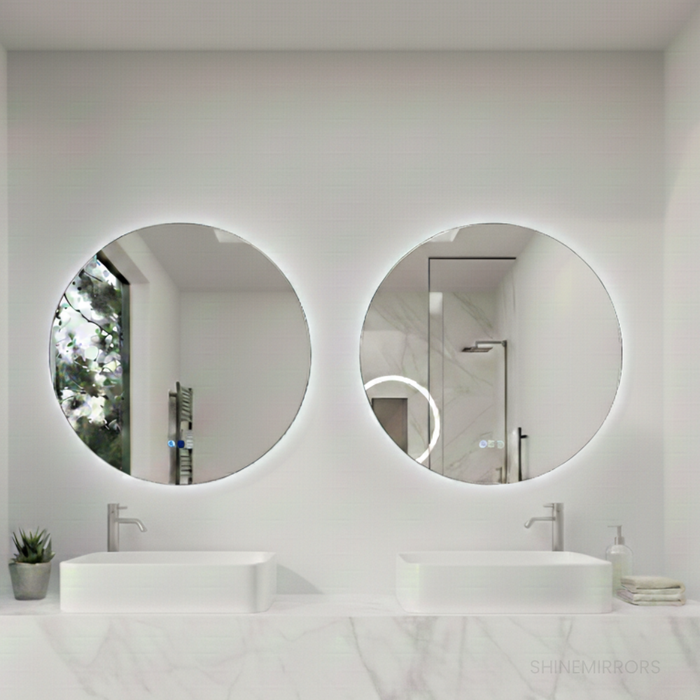 Alessio Round Backlit Framed LED Bathroom Mirror- Touch Button Type - Frame Colour Options