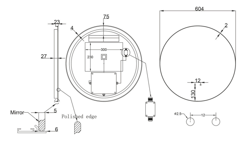Alessio Round Backlit Framed LED Mirror - Wave Motion Sensor - Frame Colour Option