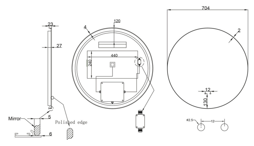 Alessio Round Backlit Framed LED Mirror - Wave Motion Sensor - Frame Colour Option