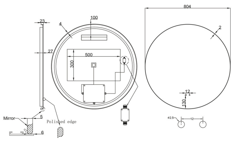 Alessio Round Backlit Framed LED Mirror - Wave Motion Sensor - Frame Colour Option
