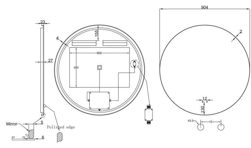 Alessio Round Backlit Framed LED Mirror - Wave Motion Sensor - Frame Colour Option