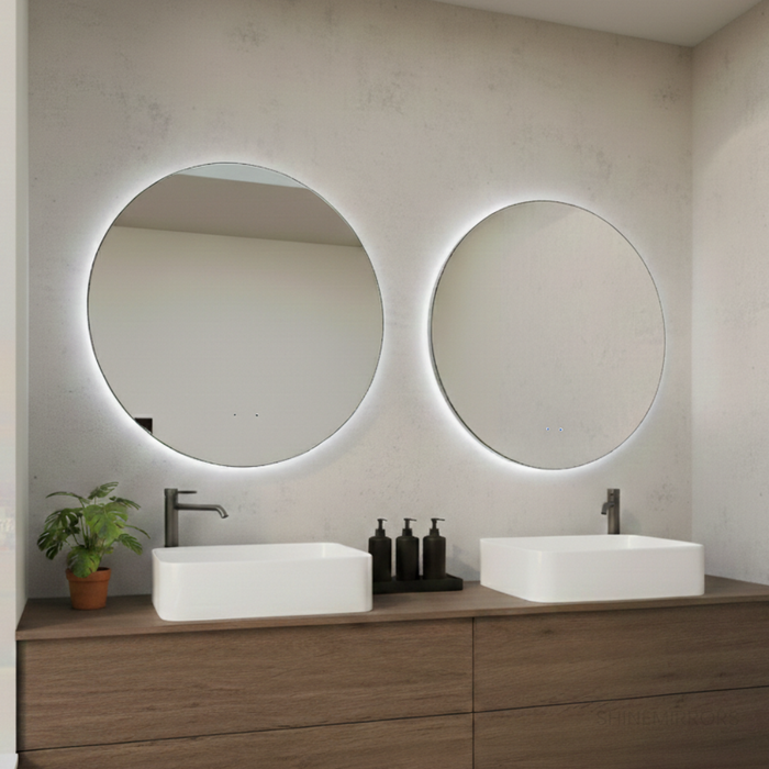 Alessio Round Backlit Framed LED Mirror - Wave Motion Sensor - Frame Colour Option