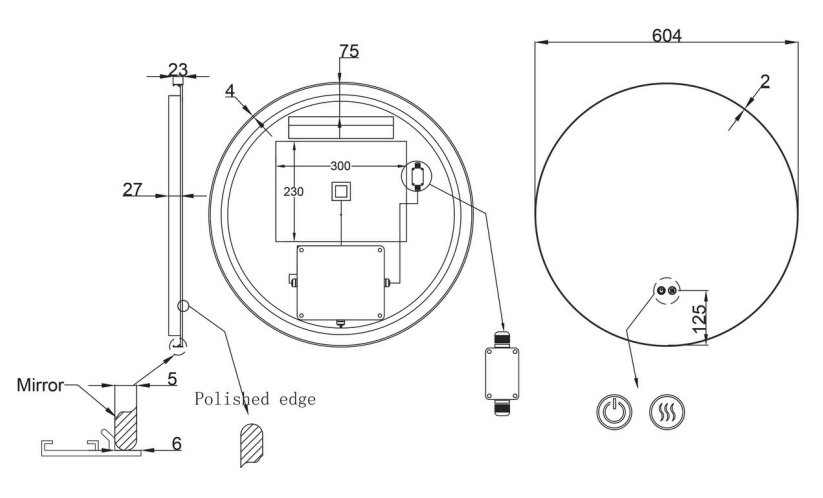 Alessio Round Backlit Framed LED Bathroom Mirror- Touch Button Type - Frame Colour Options
