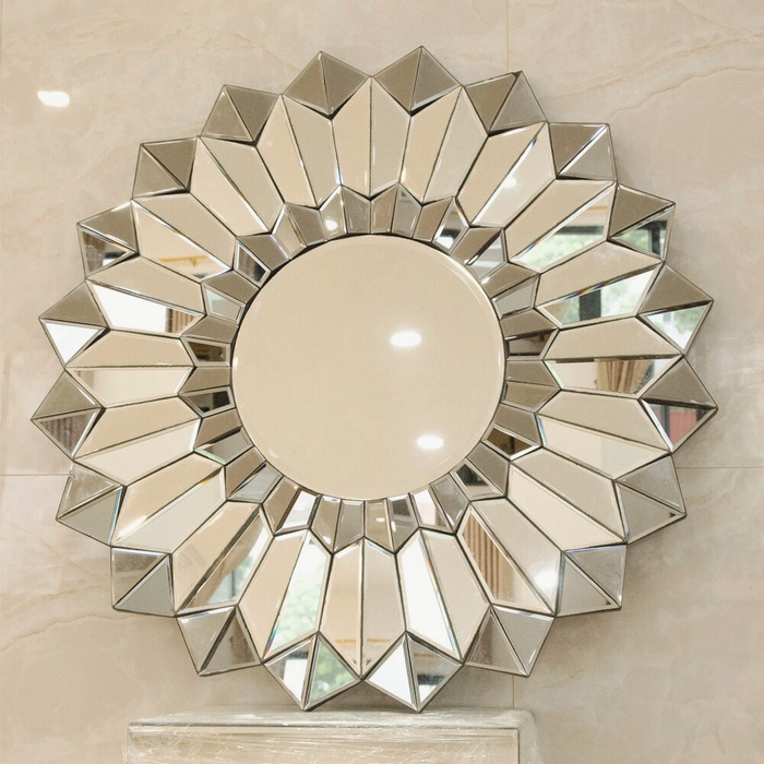 Altus Round Smokey Silver & Grey Wall Mirror