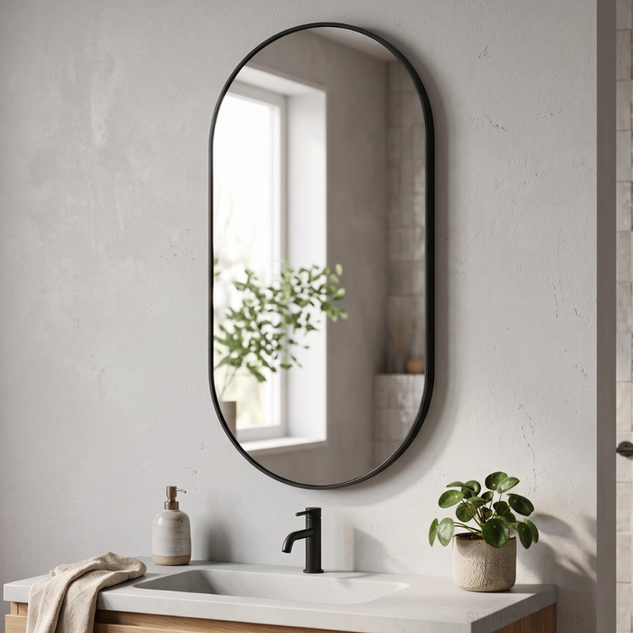 Anilo Oval Black Framed Wall Mirror