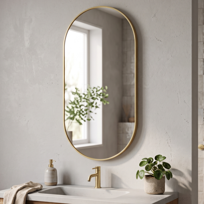 Anilo Oval  Brushed Gold Framed Wall Mirror