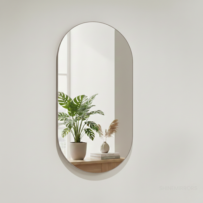 Anilo Oval Brushed Gunmetal Framed Wall Mirror