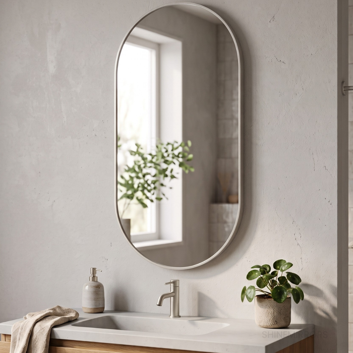 Anilo Oval  Brushed Nickel Framed Wall Mirror