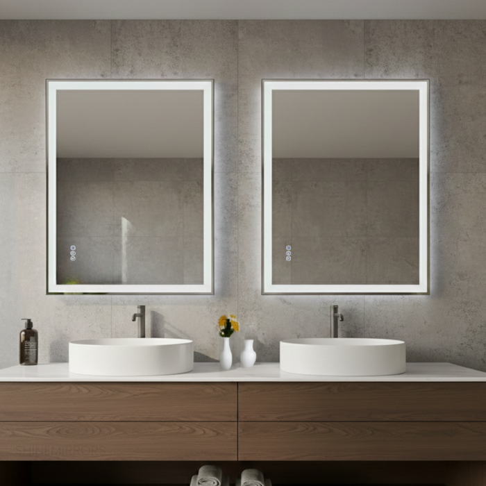 Anthony Rectangle Framed Frontlit and Backlit LED Mirror - Frame Colour Options
