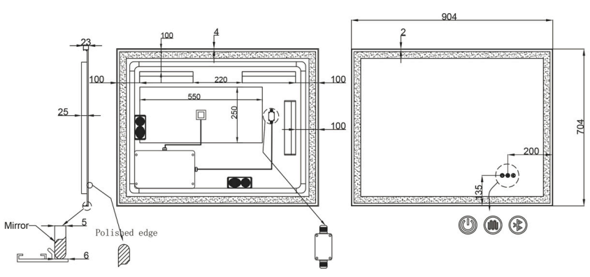 Anthony Rectangle Framed Frontlit and Backlit LED Mirror - Frame Colour Options