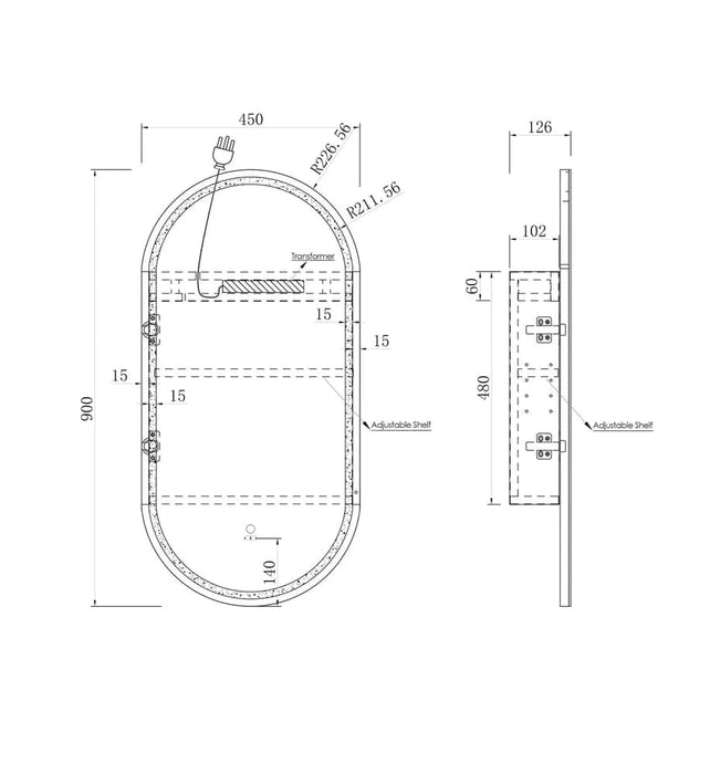 Antonella Woodland Oak LED Frontlit Mirrored Bathroom Shaving Cabinet