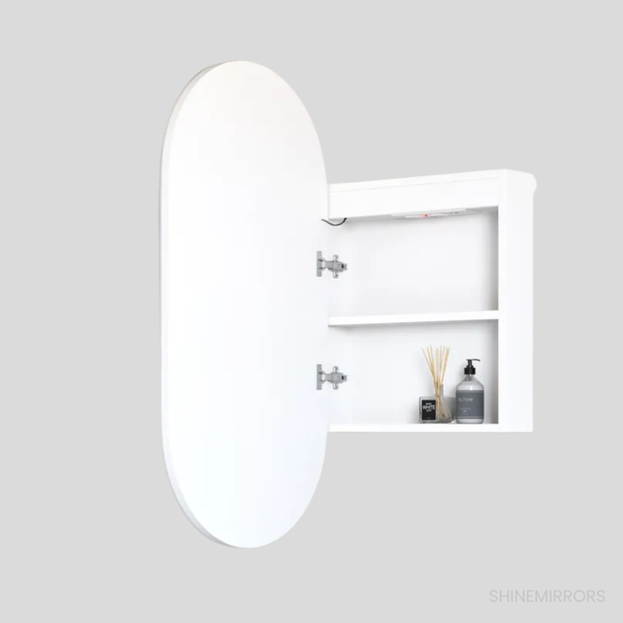 Antonella Matte White LED Frontlit Mirrored Bathroom Shaving Cabinet