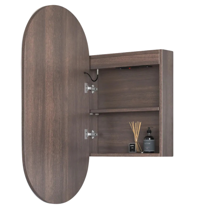 Antonella Sable Walnut LED Frontlit Mirrored Bathroom Shaving Cabinet