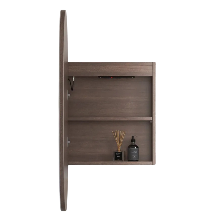 Antonella Sable Walnut LED Frontlit Mirrored Bathroom Shaving Cabinet