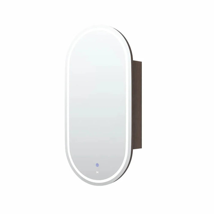 Antonella Sable Walnut LED Frontlit Mirrored Bathroom Shaving Cabinet