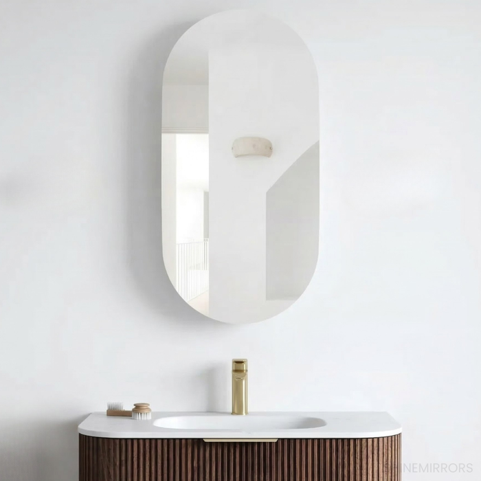 Antonella Sable Walnut Mirrored Bathroom Shaving Cabinet
