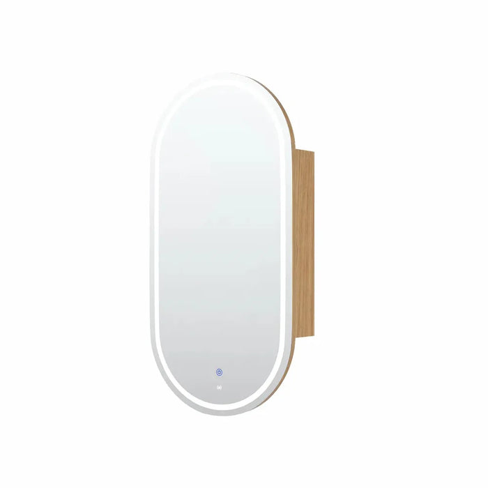Antonella Woodland Oak LED Frontlit Mirrored Bathroom Shaving Cabinet