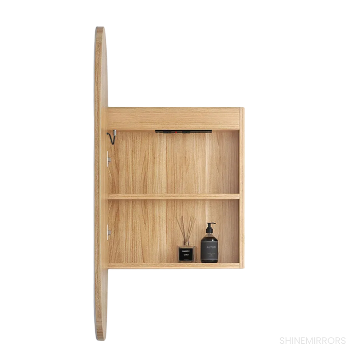 Antonella Woodland Oak LED Frontlit Mirrored Bathroom Shaving Cabinet