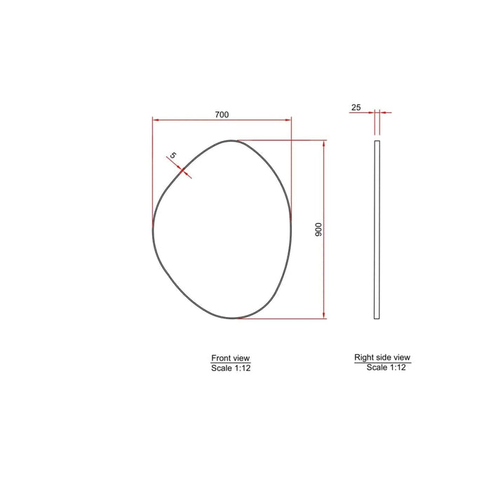 Asher Pebble Shape Brushed Nickel Wall Mirror