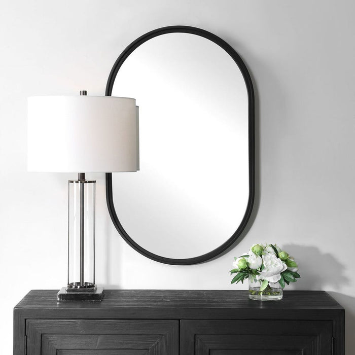 Mattia Pill-shaped Black Wall Mirror
