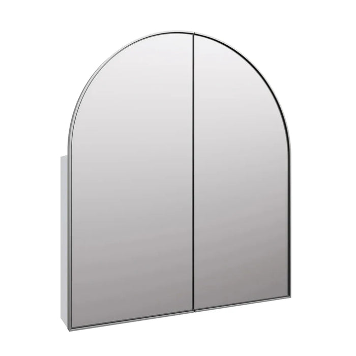 Austin Brushed Nickel Arch Mirror Cabinet 2-Door