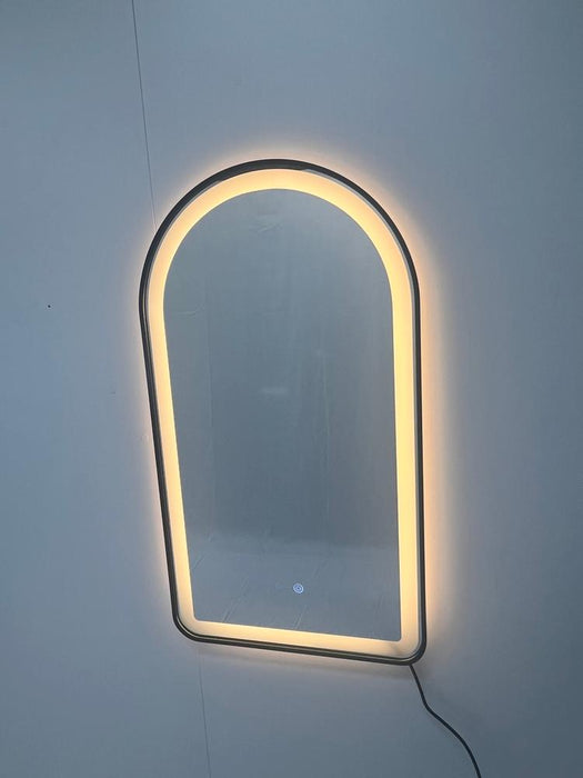 Allan Arched Black Framed Frosted Frontlit LED Bathroom Mirror