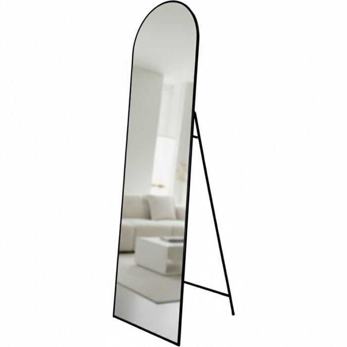 Nickly Black Arched Floor Standing Mirror