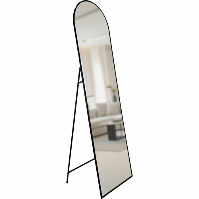 Nickly Black Arched Floor Standing Mirror