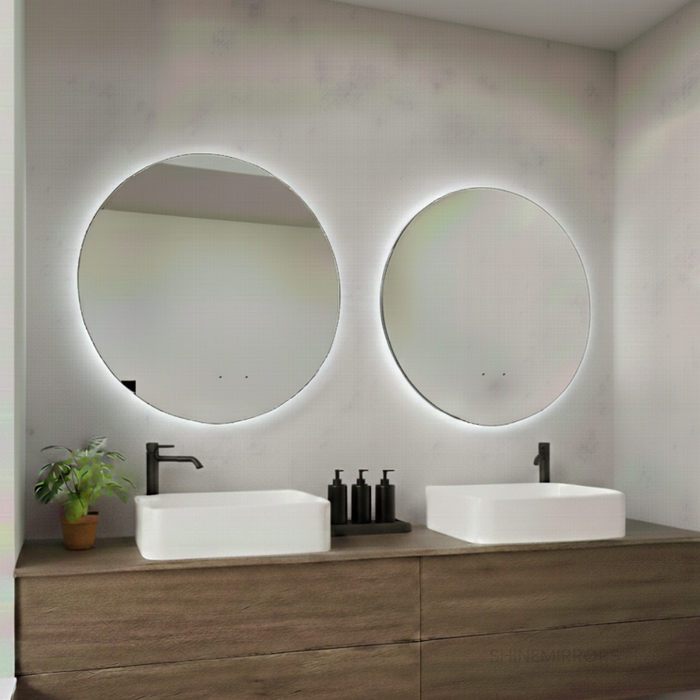 Alessio Round Backlit Framed LED Mirror - Wave Motion Sensor - Frame Colour Option