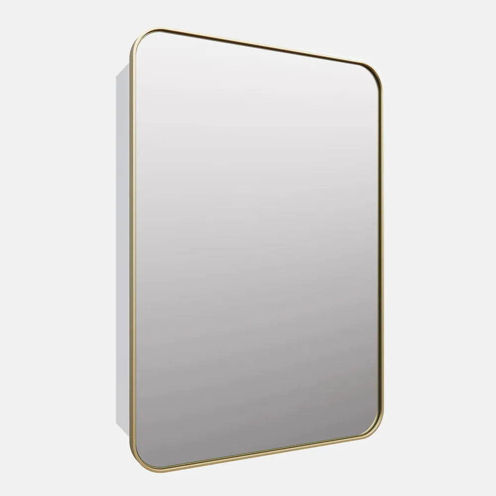Elijah Single Door Rectangle Mirror Cabinet - Brass — SHINE MIRRORS ...
