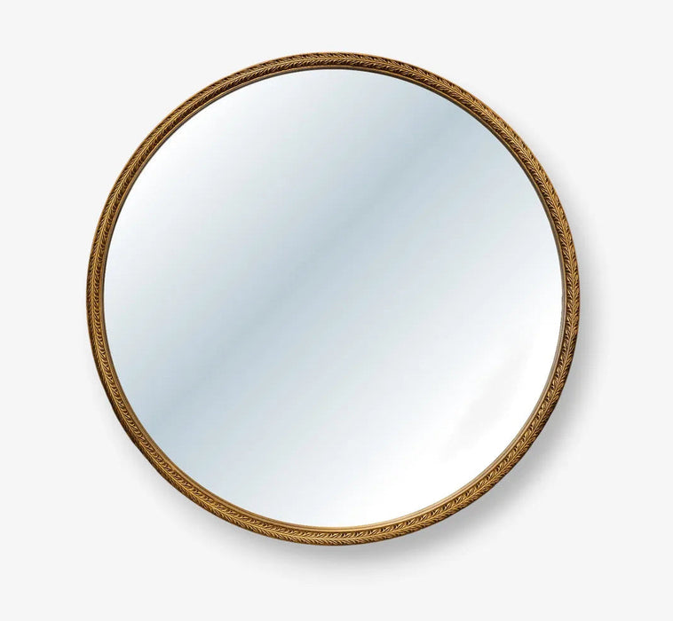 Brooks Round Antique Gold Wall Mirror