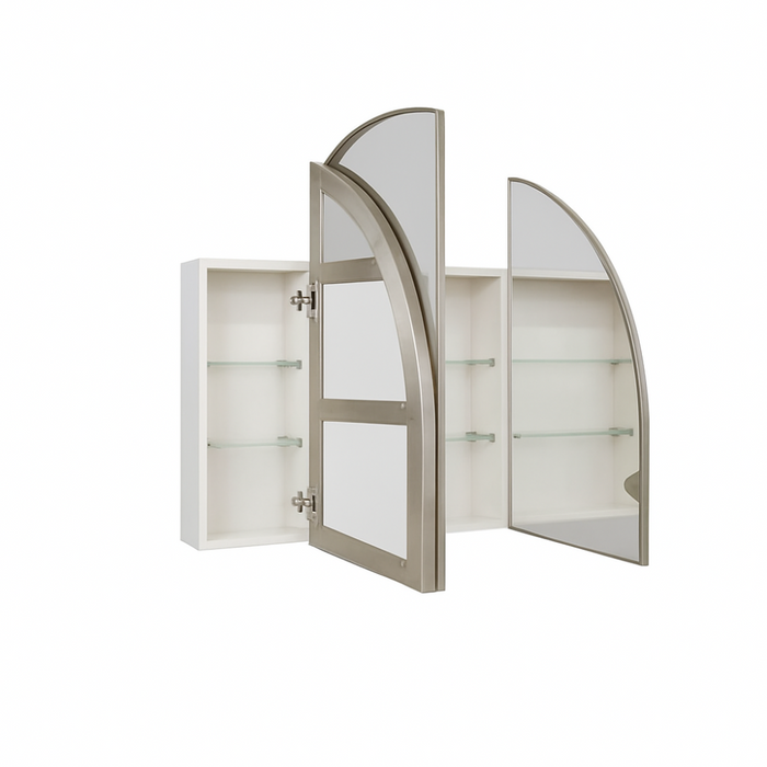 Merelle 3-Door Arch Brushed Nickel Mirror Cabinet
