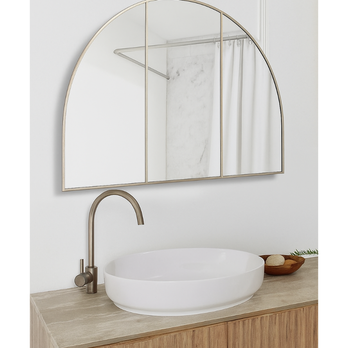Merelle 3-Door Arch Brushed Nickel Mirror Cabinet