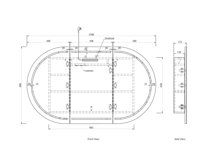 Bryson Woodland Oak LED Frontlit Mirrored Bathroom Shaving Cabinet 3-Door