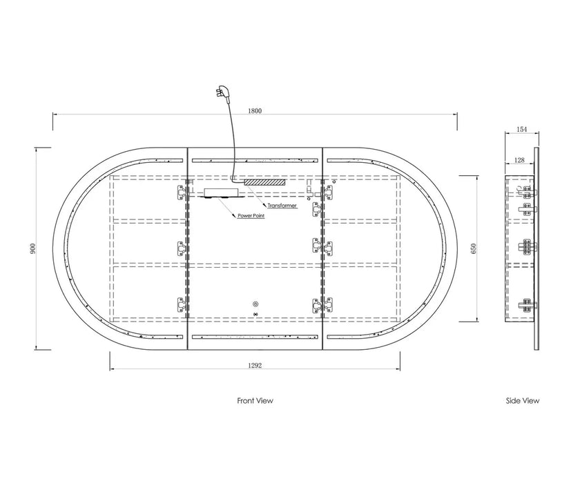 Bryson Woodland Oak LED Frontlit Mirrored Bathroom Shaving Cabinet 3-Door