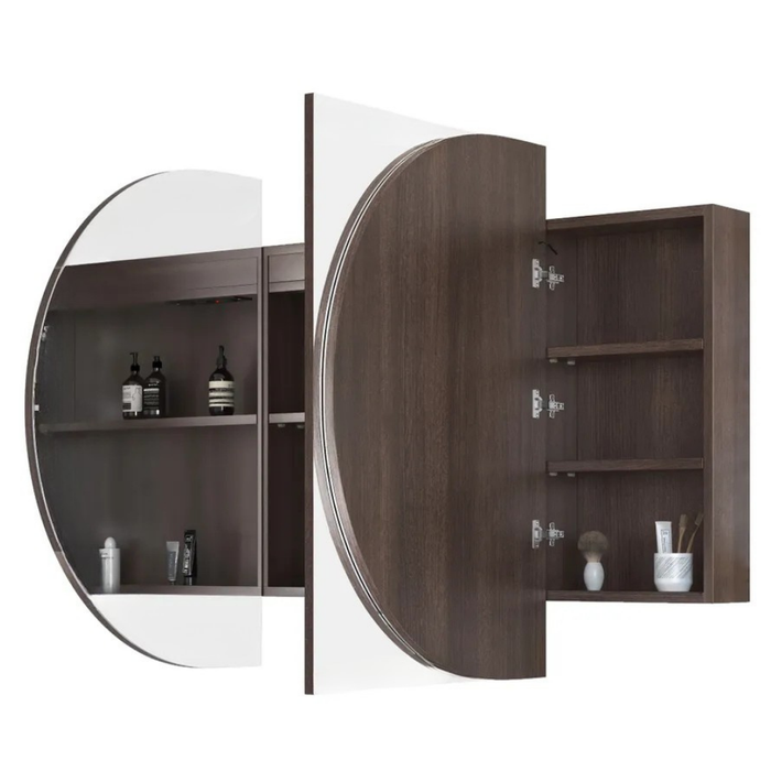 Bryson 3 Door Sable Walnut Mirrored Bathroom Shaving Cabinet