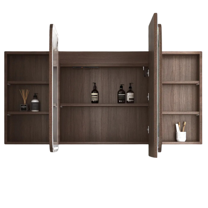 Bryson Sable Walnut LED Frontlit Mirrored Bathroom Shaving Cabinet 3-Door
