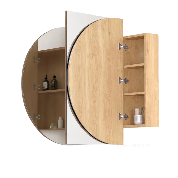 Bryson Woodland Oak LED Frontlit Mirrored Bathroom Shaving Cabinet 3-Door