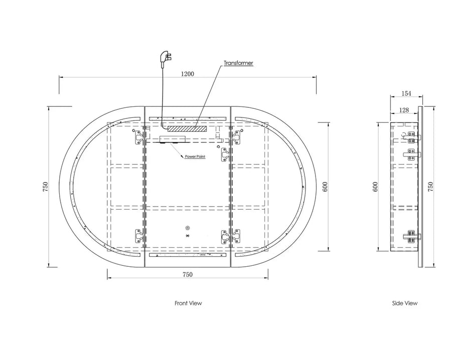 Bryson Woodland Oak LED Frontlit Mirrored Bathroom Shaving Cabinet 3-Door