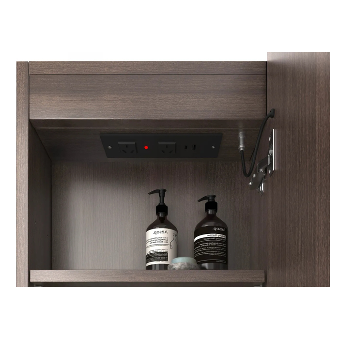 Bryson Sable Walnut LED Frontlit Mirrored Bathroom Shaving Cabinet 2-Door