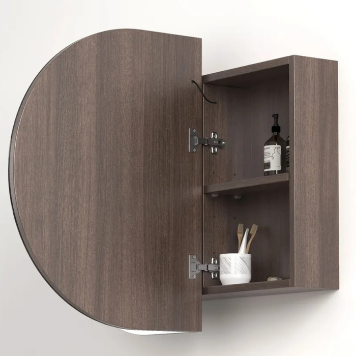 Bryson Sable Walnut LED Frontlit Mirrored Bathroom Shaving Cabinet 2-Door