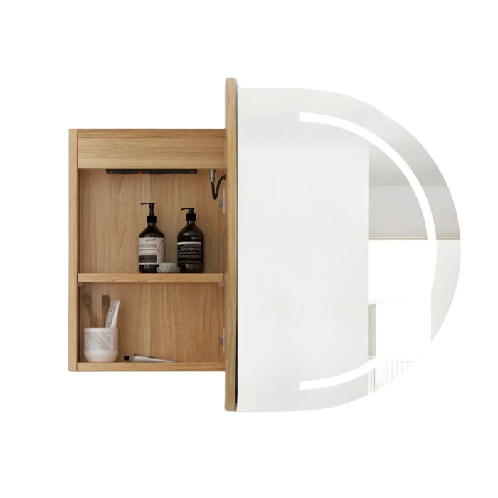 Bryson Woodland Oak LED Frontlit Mirrored Bathroom Shaving Cabinet 2-Door