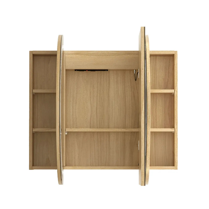 Bryson Woodland Oak LED Frontlit Mirrored Bathroom Shaving Cabinet 3-Door
