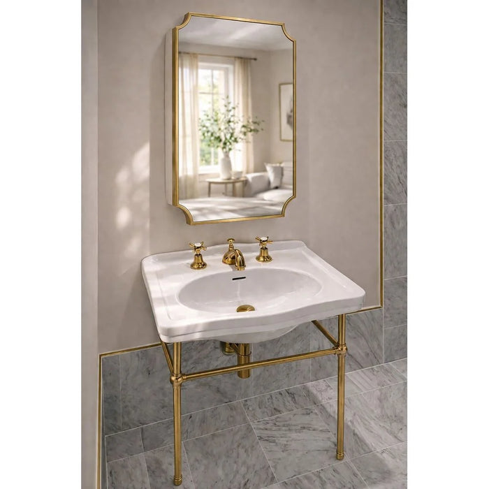 Hamilton Scalloped Brushed Brass Mirror Cabinet