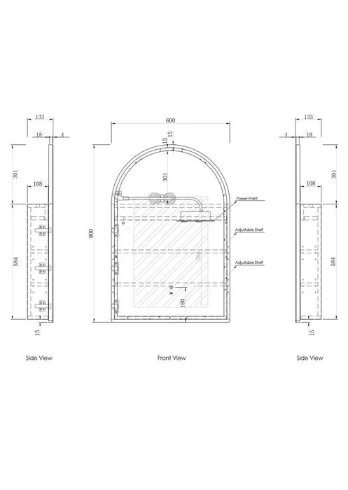 Camilla Woodland Oak LED Frontlit Mirrored Bathroom Shaving Cabinet