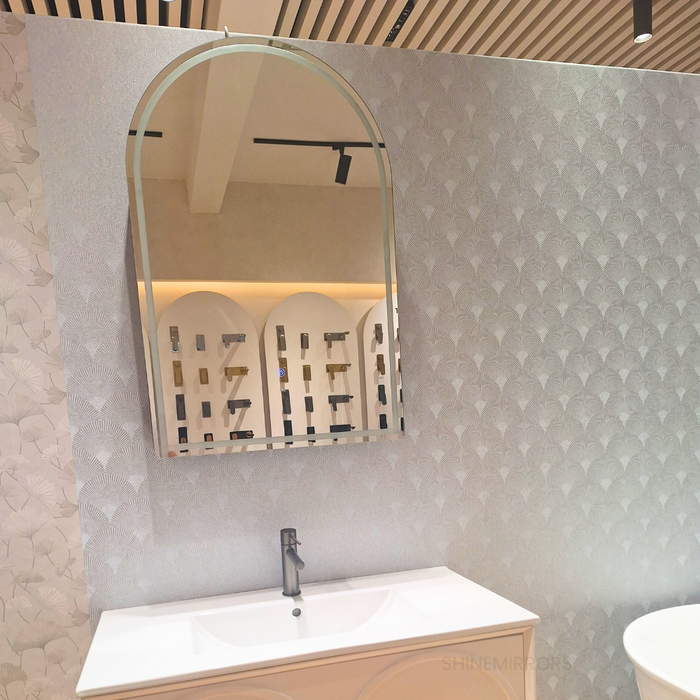 Camilla Sable Walnut LED Frontlit Mirrored Bathroom Shaving Cabinet