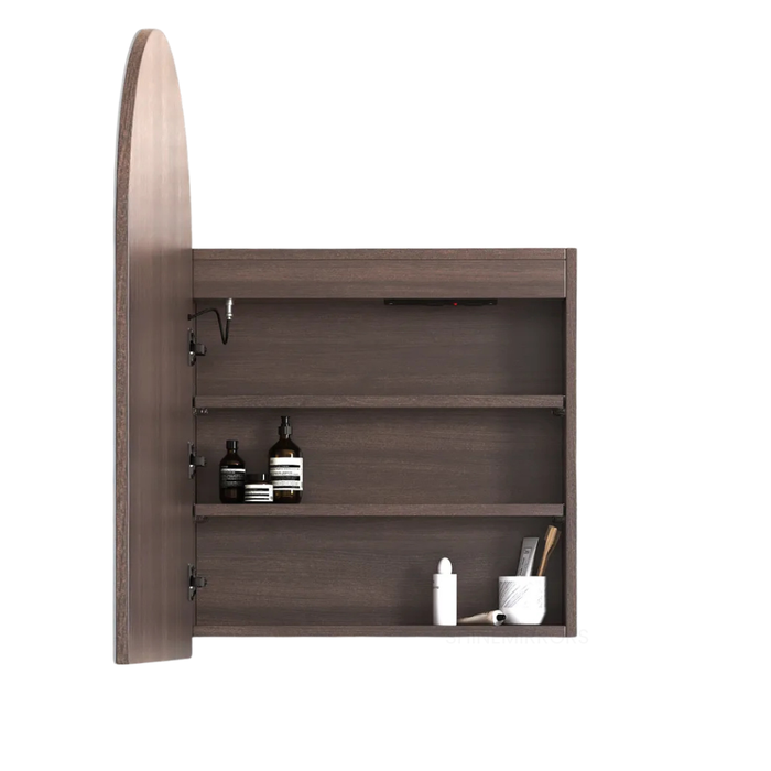 Camilla Sable Walnut LED Frontlit Mirrored Bathroom Shaving Cabinet